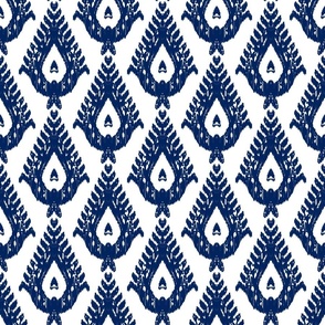 Traditional Teardrop Ikat  -  white and navy blue 