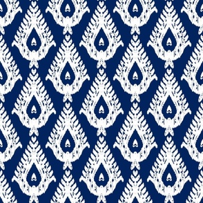 Traditional Teardrop Ikat -  navy blue and white