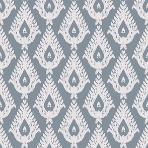 Traditional Teardrop Ikat - French Blue Grey and Silver