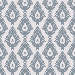 Traditional Teardrop Ikat -  french blue gray and silver 