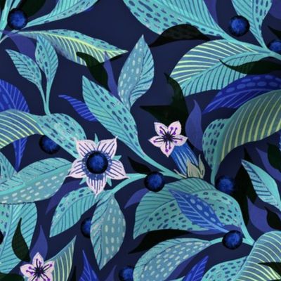 Belladonna Folk Floral - Blue and Teal