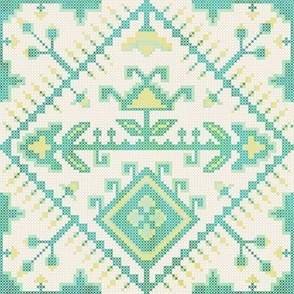 Medium - Cross Stitch Emerald Tile 