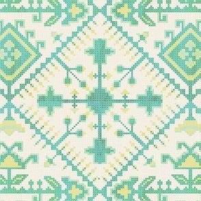 Small - Cross Stitch Emerald Tile