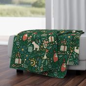Whimsical Woodland Forest Friends Library - green - large