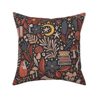 Whimsical Woodland Forest Friends Library - rust and navy - large