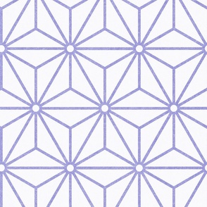 26 Geometric Stars- Japanese Hemp Leaves- Asanoha- Lilac- Lavender- Purple on Off White Background- Petal Solids Coordinate- Large