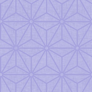 26 Geometric Stars- Japanese Hemp Leaves- Asanoha- Linen Texture on Lilac- Lavender- Purple Background- Petal Solids Coordinate- Large