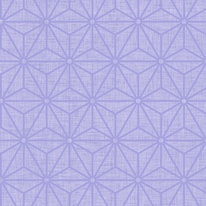 26 Geometric Stars- Japanese Hemp Leaves- Asanoha- Linen Texture on Lilac- Lavender- Purple Background- Petal Solids Coordinate- Medium