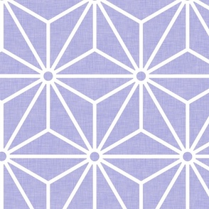 26 Geometric Stars- Japanese Hemp Leaves- Asanoha- White on Lilac- Lavender- Purple Background- Petal Solids Coordinate- Extra Large