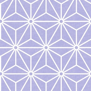 26 Geometric Stars- Japanese Hemp Leaves- Asanoha- White on Lilac- Lavender- Purple Background- Petal Solids Coordinate- Large