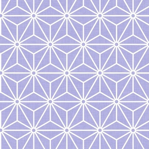 26 Geometric Stars- Japanese Hemp Leaves- Asanoha- White on Lilac- Lavender- Purple Background- Petal Solids Coordinate- Medium