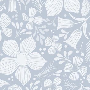 viva florals in light blue (large)