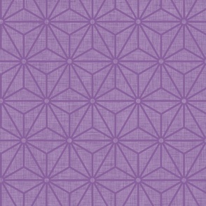 27 Geometric Stars- Japanese Hemp Leaves- Asanoha- Linen Texture on Orchid- Lavender- Purple Background- Petal Solids Coordinate- Medium