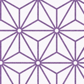 27 Geometric Stars- Japanese Hemp Leaves- Asanoha- Orchid- Lavender- Purple on Off White Background- Petal Solids Coordinate- Extra Large