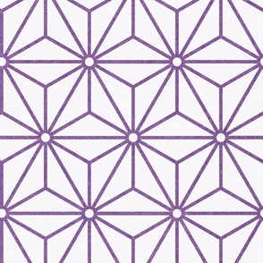 27 Geometric Stars- Japanese Hemp Leaves- Asanoha- Orchid- Lavender- Purple on Off White Background- Petal Solids Coordinate- Large