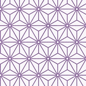 27 Geometric Stars- Japanese Hemp Leaves- Asanoha- Orchid- Lavender- Purple on Off White Background- Petal Solids Coordinate- Medium