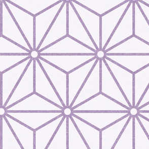 27 Geometric Stars- Japanese Hemp Leaves- Asanoha- PastelOrchid- Lavender- Purple on Off White Background- Petal Solids Coordinate- Extra Large