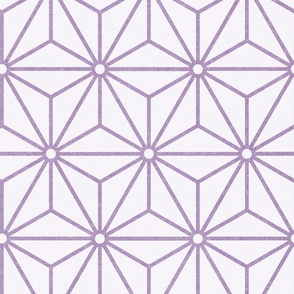 27 Geometric Stars- Japanese Hemp Leaves- Asanoha- PastelOrchid- Lavender- Purple on Off White Background- Petal Solids Coordinate- Large