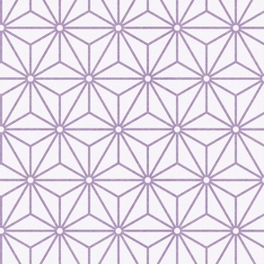 27 Geometric Stars- Japanese Hemp Leaves- Asanoha- PastelOrchid- Lavender- Purple on Off White Background- Petal Solids Coordinate- Medium