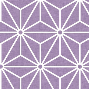 27 Geometric Stars- Japanese Hemp Leaves- Asanoha- White on Orchid- Lavender- Purple Background- Petal Solids Coordinate- Extra Large