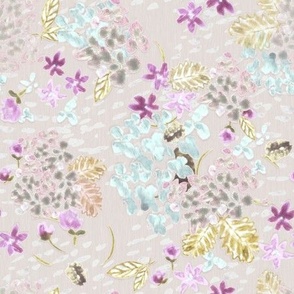 Hydrangea Blue and Mauve Floral Fabric