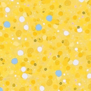 Confetti Polka Dots Ditsy - Bright Yellow - Large Scale (Colors, Confetti & Kimono Dolls)