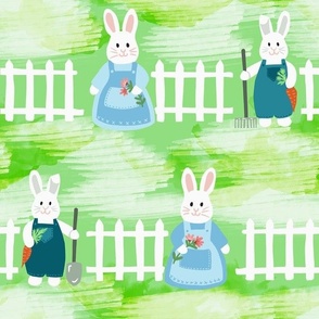Bunny Rabbit Picket Fence meadow normal scale