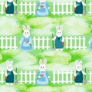 Bunny Rabbit Picket Fence meadow small scale