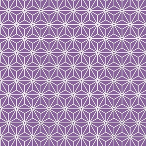 27 Geometric Stars- Japanese Hemp Leaves- Asanoha- White on Orchid- Lavender- Purple Background- Petal Solids Coordinate- Small