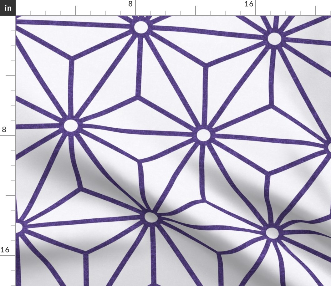 28 Geometric Stars- Japanese Hemp Leaves- Asanoha- Grape- Lavender- Purple on Off White Background- Petal Solids Coordinate- Extra Large