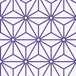 28 Geometric Stars- Japanese Hemp Leaves- Asanoha- Grape- Lavender- Purple on Off White Background- Petal Solids Coordinate- Large