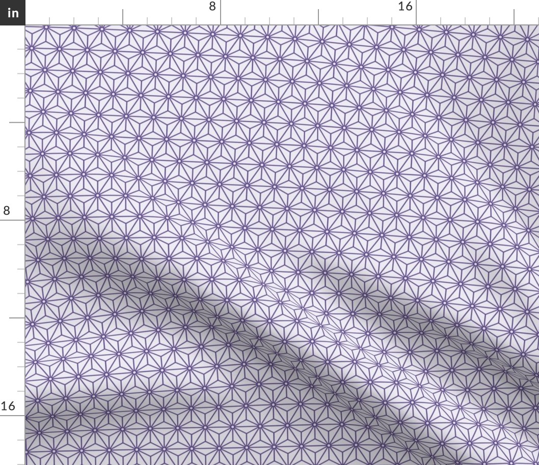 28 Geometric Stars- Japanese Hemp Leaves- Asanoha- Grape- Lavender- Purple on Off White Background- Petal Solids Coordinate- sMini