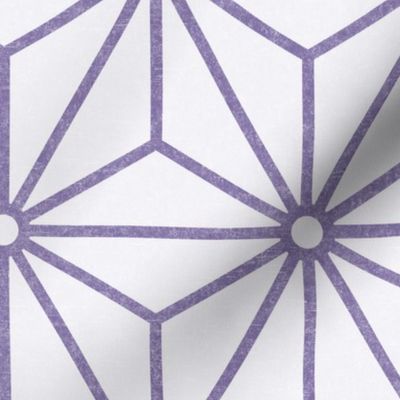 28 Geometric Stars- Japanese Hemp Leaves- Asanoha- Pastel Grape- Lavender- Purple on Off White Background- Petal Solids Coordinate- Large