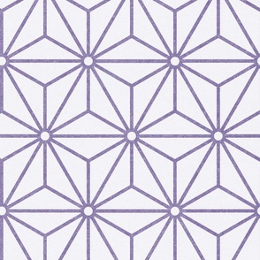 28 Geometric Stars- Japanese Hemp Leaves- Asanoha- Pastel Grape- Lavender- Purple on Off White Background- Petal Solids Coordinate- Large