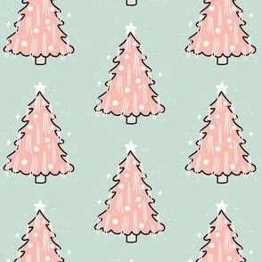 Tinsel Trees - pink and mint green
