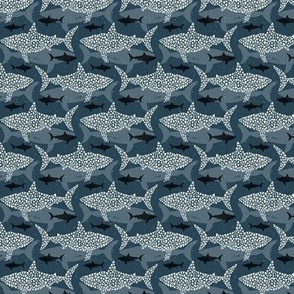 shark tooth great white - Navy with Shadows - Medium