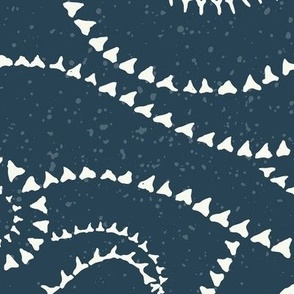 Shark Tooth Waves - Navy - Large