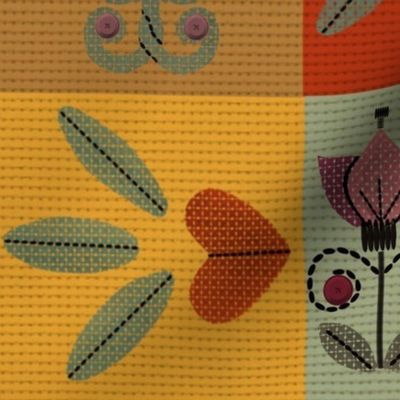 Cross Stitch Folk Art Checkers//Large