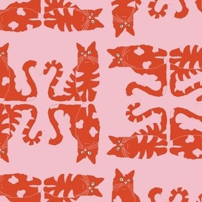 Valentine Cats in Red and Pink