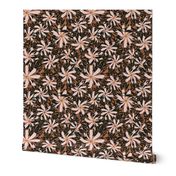 Wild Daisies Pink brown 12 inch repeat