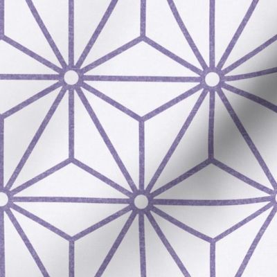 28 Geometric Stars- Japanese Hemp Leaves- Asanoha- Pastel Grape- Lavender- Purple on Off White Background- Petal Solids Coordinate- Medium
