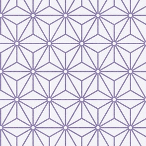 28 Geometric Stars- Japanese Hemp Leaves- Asanoha- Pastel Grape- Lavender- Purple on Off White Background- Petal Solids Coordinate- Medium