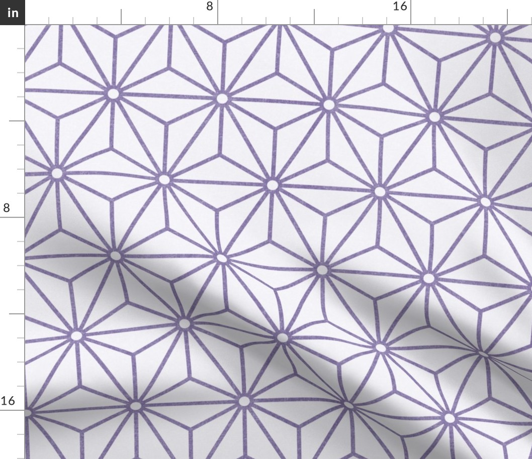 28 Geometric Stars- Japanese Hemp Leaves- Asanoha- Pastel Grape- Lavender- Purple on Off White Background- Petal Solids Coordinate- Medium