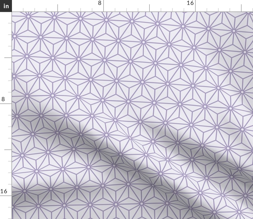 28 Geometric Stars- Japanese Hemp Leaves- Asanoha- Pastel Grape- Lavender- Purple on Off White Background- Petal Solids Coordinate- Small