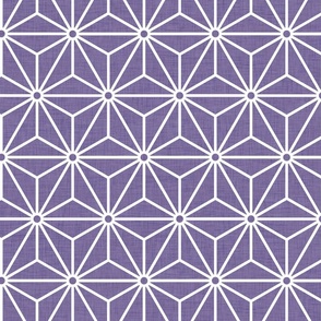 28 Geometric Stars- Japanese Hemp Leaves- Asanoha- White on Grape- Lavender- Purple Background- Petal Solids Coordinate- Medium