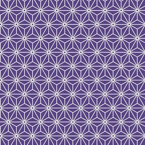 28 Geometric Stars- Japanese Hemp Leaves- Asanoha- White on Grape- Lavender- Purple Background- Petal Solids Coordinate- Small