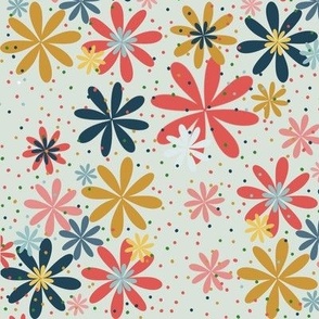 Retro Flower Power Pattern Print 