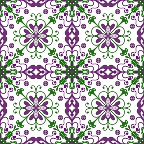 Purple and Green Symmetrical Tapestry Pa
