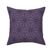 29 Geometric Stars- Japanese Hemp Leaves- Asanoha- Linen Texture on Plum- Lavender- Purple Background- Petal Solids Coordinate- Medium