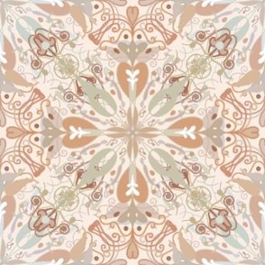 Delicate Pale Boho Vintage Symmetrical Pattern 